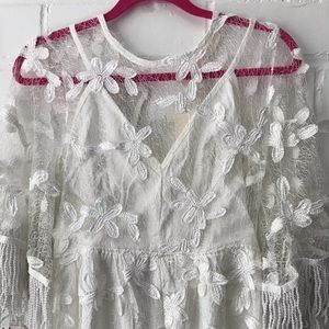 White fringe dress romper